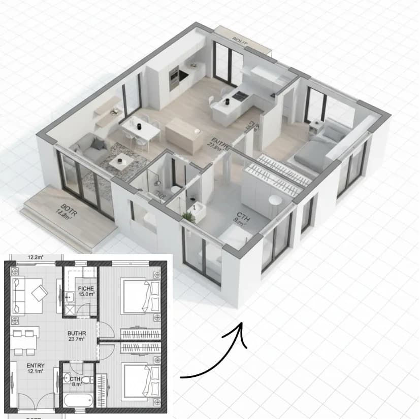 AI Floor Plan 3D View